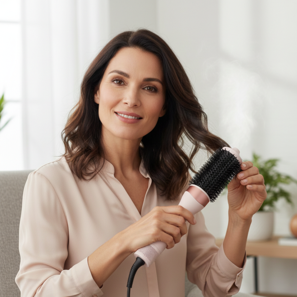 Pente Alisador e Modelador 2-em-1 com Temperatura Constante e Função Volumizadora