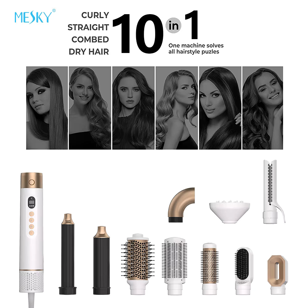 Kit Modelador de Cabelo Mesky 7-em-1 de Alta Velocidade BLDC – Secador e Escova de Ar Quente Iónica