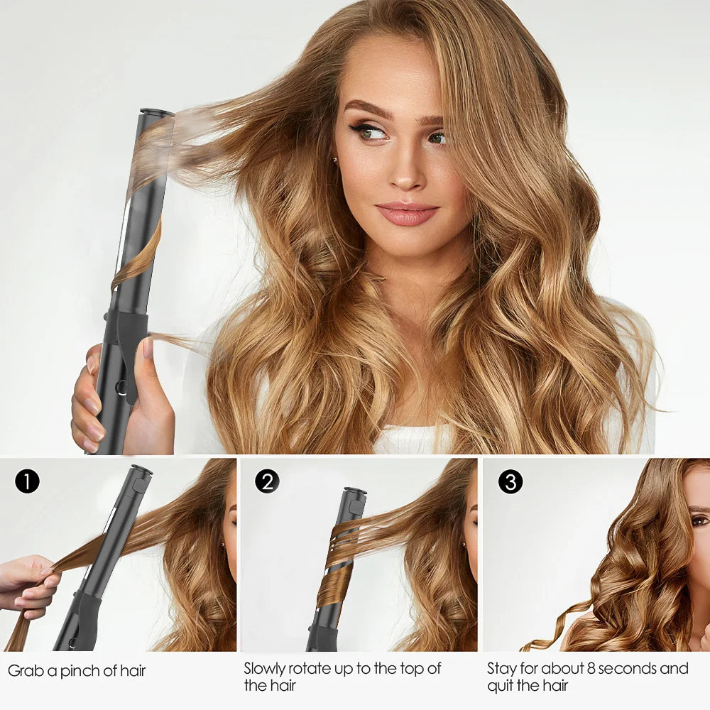 Modelador de Cabelo Mesky 2-em-1 – Curling Iron e Hair Waver com Tecnologia a Vapor